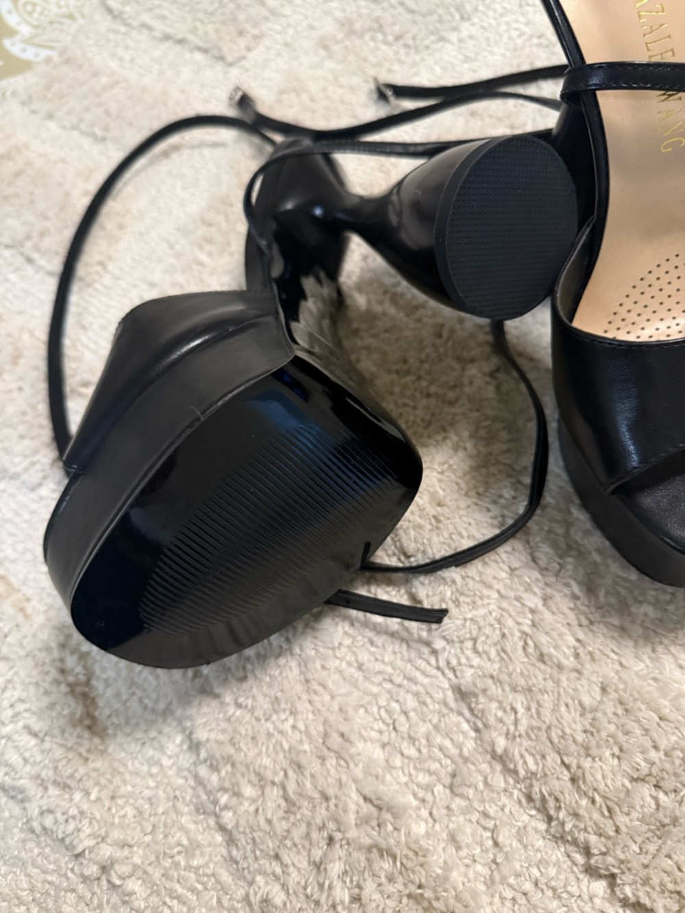 Black Lace-Up Platform Sandals